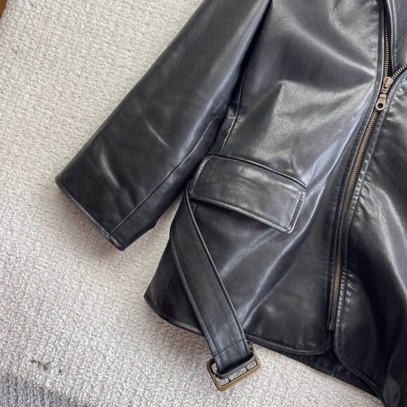 VTG Rudsak Biker Racing Black Leather Jacket Sz M* Punk  Perfecto Asymmetrical - Picture 2 of 16